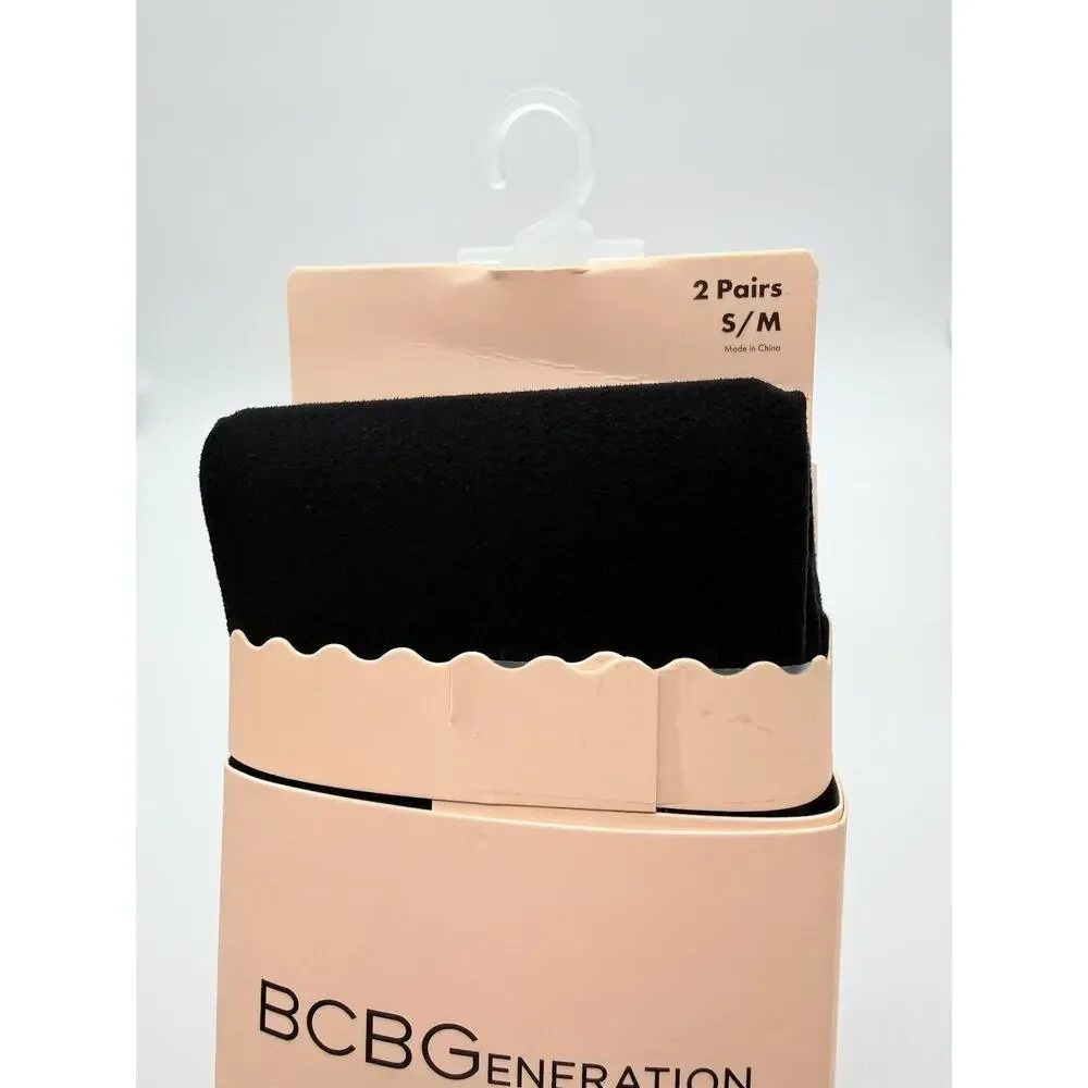 BCBG Generation Opaque Tights 2 Pack Women's Size S/M Black NEW In Pack